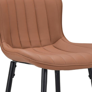 HomeRoots Set of Two Contemporary Black Faux Leather Counter-Height Bar Chairs with Metal Frame Support 719670