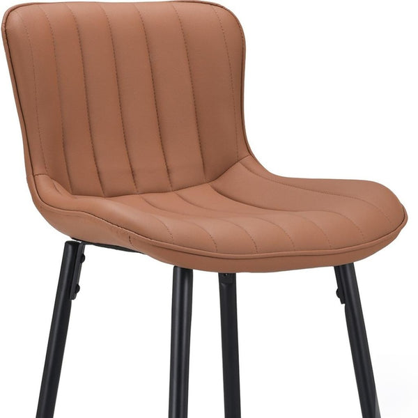 HomeRoots Set of Two Contemporary Black Faux Leather Counter-Height Bar Chairs with Metal Frame Support 719670
