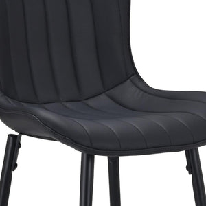 HomeRoots Set of Two Stylish Gray Faux Leather Bar Chairs with Black Metal Base for Modern Spaces 719671
