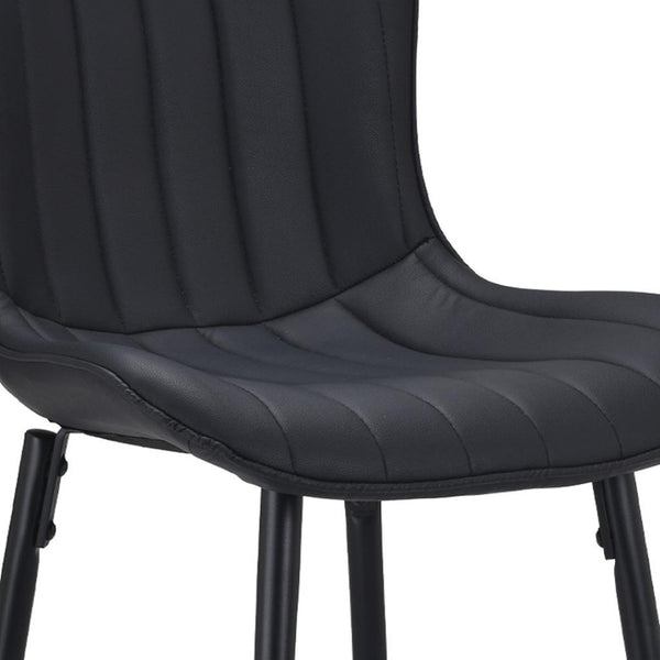 HomeRoots Set of Two Stylish Gray Faux Leather Bar Chairs with Black Metal Base for Modern Spaces 719671