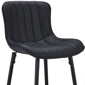 HomeRoots Set of Two Stylish Gray Faux Leather Bar Chairs with Black Metal Base for Modern Spaces 719671