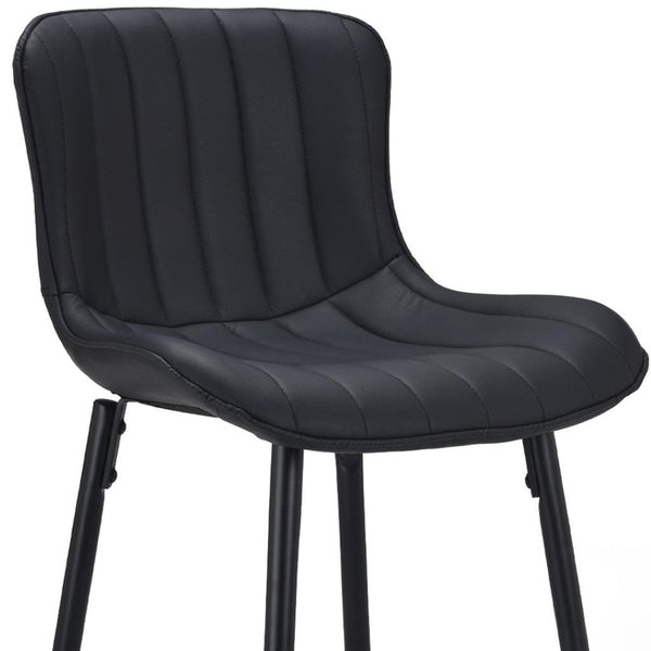 HomeRoots Set of Two Stylish Gray Faux Leather Bar Chairs with Black Metal Base for Modern Spaces 719671