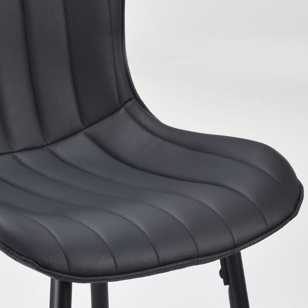 HomeRoots Set of Two Stylish Gray Faux Leather Bar Chairs with Black Metal Base for Modern Spaces 719671
