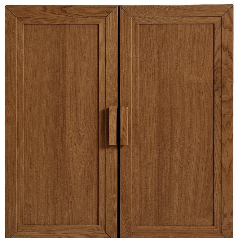 Set of Two Wood Corner Accent Cabinets with Dual Doors for Living Room Storage Decor