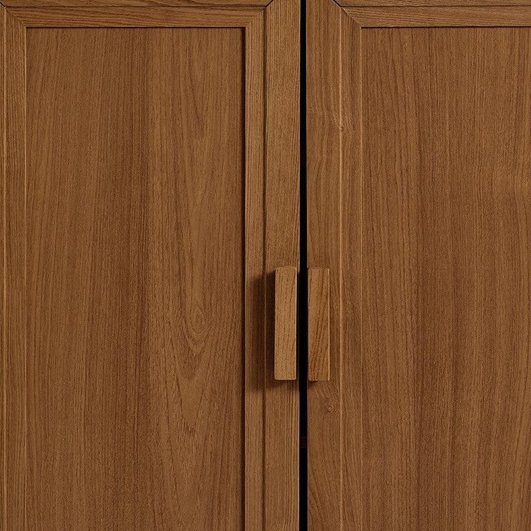 Set of Two Wood Corner Accent Cabinets with Dual Doors for Living Room Storage Decor