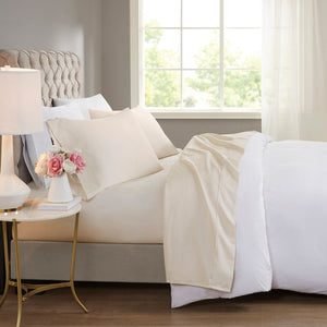 English Elm 4-piece Cal King Sateen Cotton Blend Sheet Set for Cool Restful Sleep All Night B035P437442