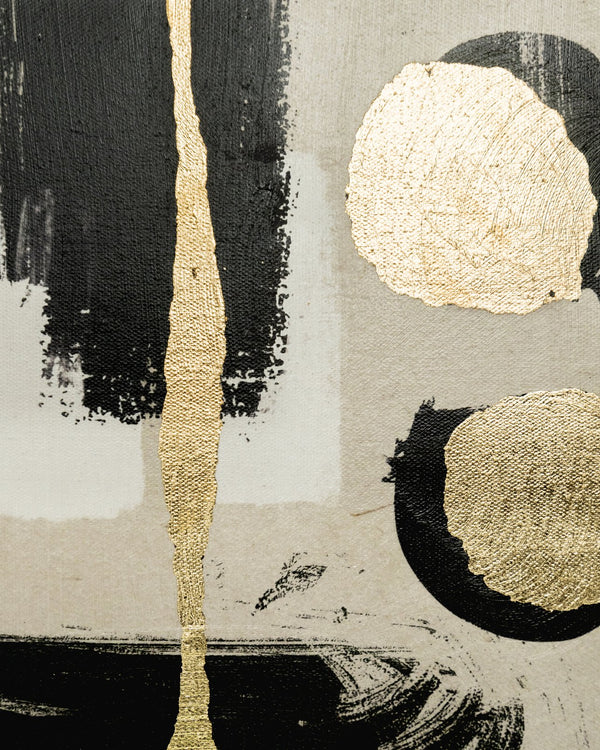 Sunpan Multiple Lives Wall Art Set of 5 - Luxe Canvas Prints with Gold Detail & Textured Dimensions