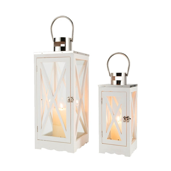 HomeRoots Set of Three Elegant Glass & Gold Lantern Candle Holders for Stylish Home Decor & Events 719759