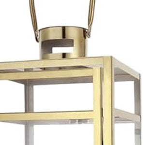 HomeRoots Set of Three Modern Glass & Stainless Steel Lantern Candle Holders for Stylish Home Décor & Gifts 719760