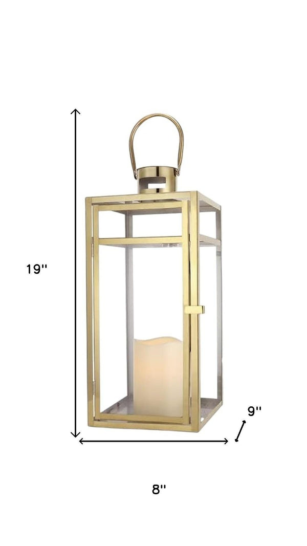 HomeRoots Set of Three Modern Glass & Stainless Steel Lantern Candle Holders for Stylish Home Décor & Gifts 719760