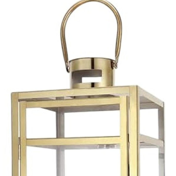 HomeRoots Set of Three Modern Glass & Stainless Steel Lantern Candle Holders for Stylish Home Décor & Gifts 719760