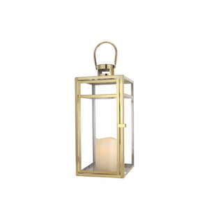 HomeRoots Set of Three Modern Glass & Stainless Steel Lantern Candle Holders for Stylish Home Décor & Gifts 719760