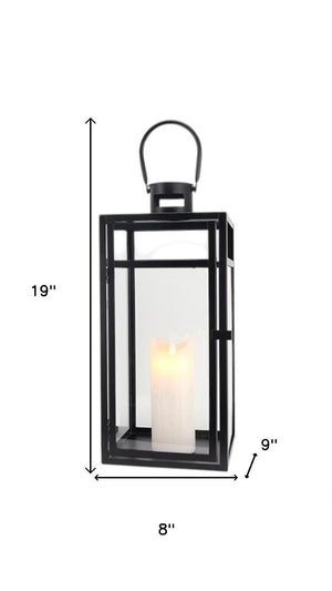 HomeRoots Set of Three Vintage-Style Glass and Metal Floor Lantern Candle Holders for Elegant Atmosphere 719762