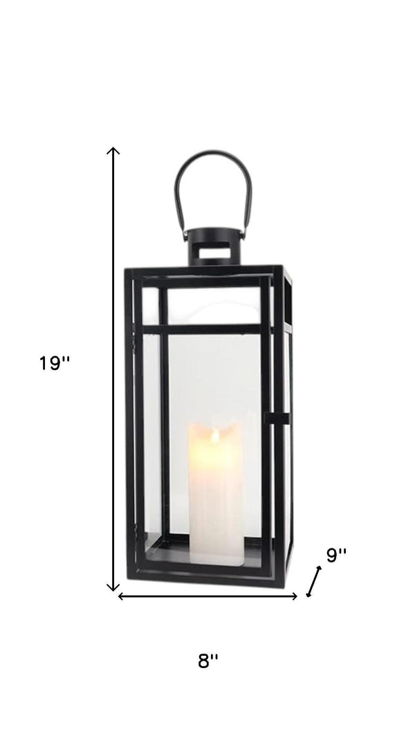 HomeRoots Set of Three Vintage-Style Glass and Metal Floor Lantern Candle Holders for Elegant Atmosphere 719762