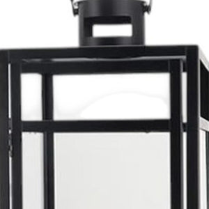 HomeRoots Set of Three Vintage-Style Glass and Metal Floor Lantern Candle Holders for Elegant Atmosphere 719762