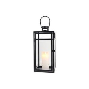 HomeRoots Set of Three Vintage-Style Glass and Metal Floor Lantern Candle Holders for Elegant Atmosphere 719762