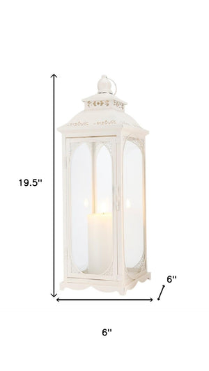 HomeRoots Set of Three Vintage-Inspired Glass and Metal Lantern Candle Holders for Elegant Home Decor 719763