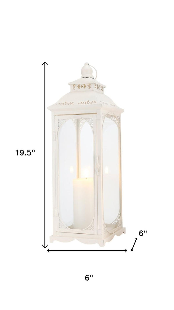 HomeRoots Set of Three Vintage-Inspired Glass and Metal Lantern Candle Holders for Elegant Home Decor 719763