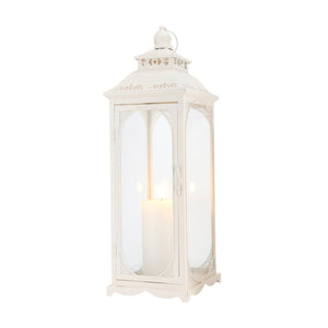 HomeRoots Set of Three Vintage-Inspired Glass and Metal Lantern Candle Holders for Elegant Home Decor 719763