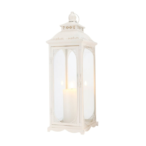 HomeRoots Set of Three Vintage-Inspired Glass and Metal Lantern Candle Holders for Elegant Home Decor 719763