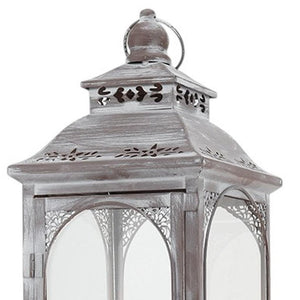 HomeRoots Set of Three Rustic Glass and Stainless Steel Lantern Candle Holders for Cozy Ambiance and Style 719764