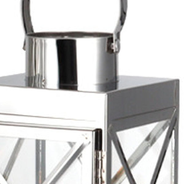 HomeRoots Set of Three Elegant Glass and Gold Stainless Steel Floor Lanterns for Modern Farmhouse Charm 719765