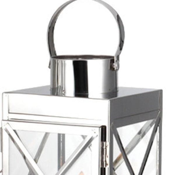HomeRoots Set of Three Elegant Glass and Gold Stainless Steel Floor Lanterns for Modern Farmhouse Charm 719765
