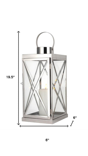HomeRoots Set of Three Elegant Glass and Gold Stainless Steel Floor Lanterns for Modern Farmhouse Charm 719765