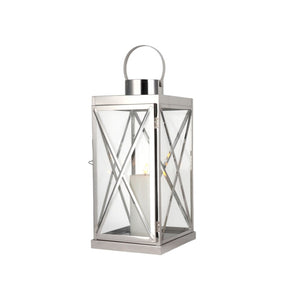 HomeRoots Set of Three Elegant Glass and Gold Stainless Steel Floor Lanterns for Modern Farmhouse Charm 719765