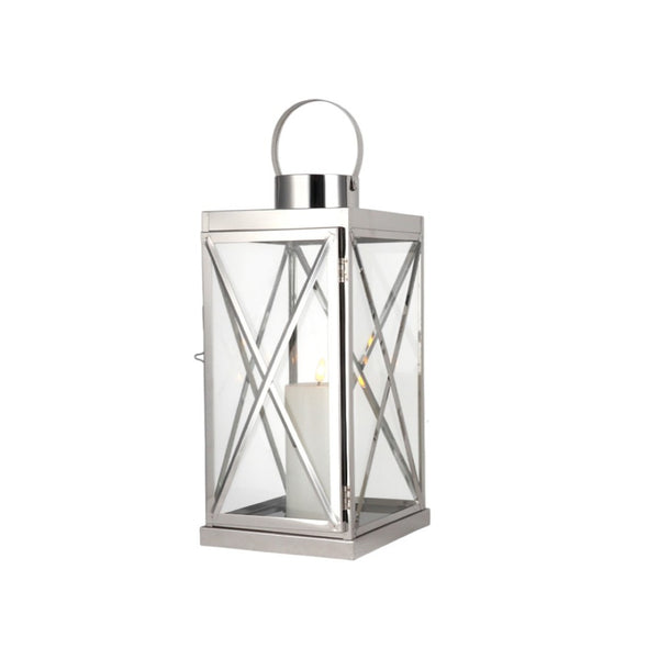 HomeRoots Set of Three Elegant Glass and Gold Stainless Steel Floor Lanterns for Modern Farmhouse Charm 719765