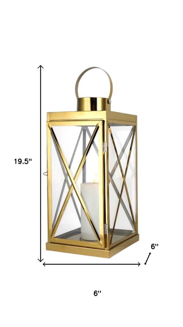 HomeRoots Set of Three Elegant Glass & Stainless Steel Lantern Candle Holders for Modern Home Decor Style 719766