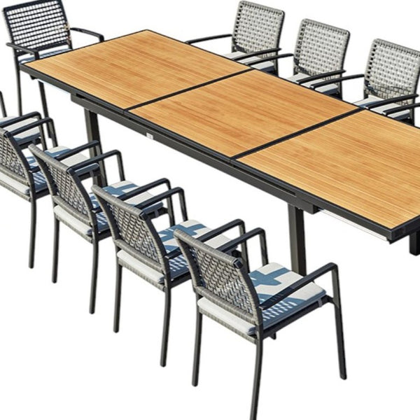 13 Piece Solid Wood Dining Set with Twelve Chairs for Large Farmhouse Gatherings and Entertaining