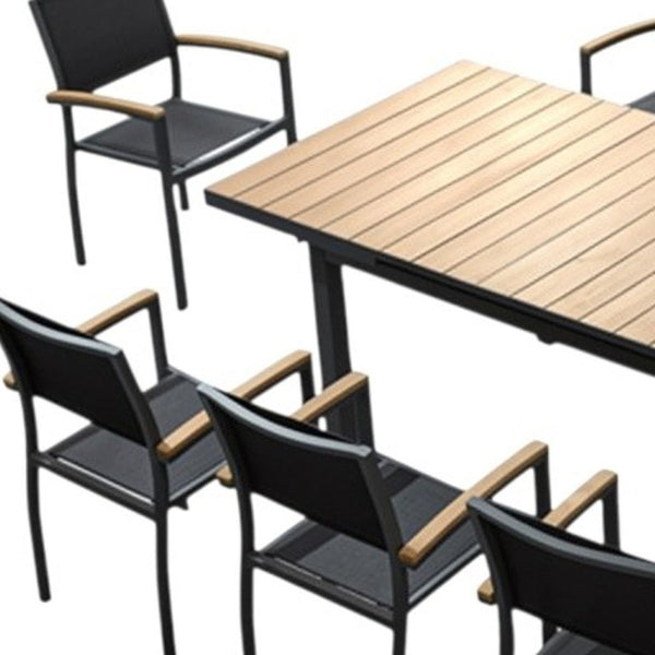 Nine Piece Durable Plastic Patio Dining Set Seats Eight for Outdoor Entertaining