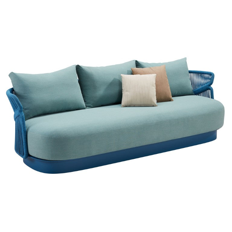 HomeRoots 73 Inch Outdoor Metal Sofa in Forest Green with Decorative Accent Pillows Included 719790