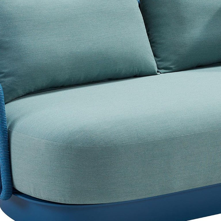 HomeRoots 73 Inch Outdoor Metal Sofa in Forest Green with Decorative Accent Pillows Included 719790