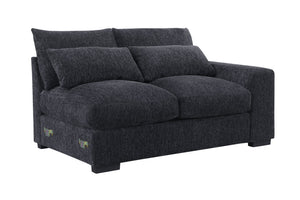 English Elm Modern Flannel Velvet Modular Sectional with Reclining Seats Usb Console Ottomans Dark Gray B2730S00044