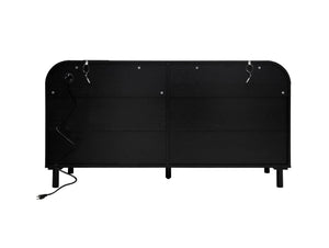 English Elm Vintage Arched Four Door Buffet Cabinet Mdf Wood Grain Finish with Soft Close Hinges W688P389191