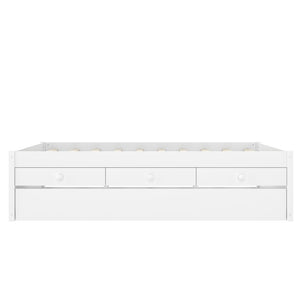 English Elm Twin Triple Metal Bunk Bed Matte Powder Coated Frame with Full Safety Guardrails White W1580S00385