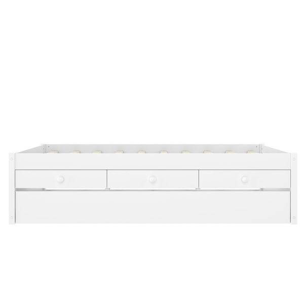 English Elm Twin Triple Metal Bunk Bed Matte Powder Coated Frame with Full Safety Guardrails White W1580S00385
