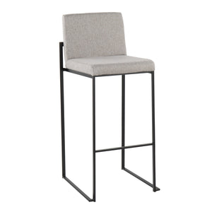 English Elm Fuji High Back Barstool Set Of 2 - Modern Grey Fabric & Black Steel For Kitchen & Home Bar Comfort B202P222184