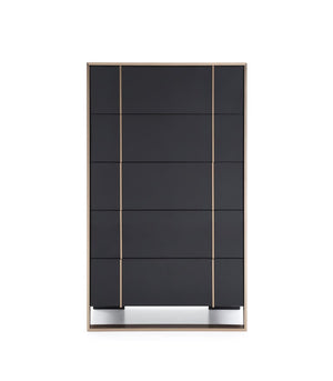 VIG Furniture Cartier Modern Black Chest With Rosegold Frame, 5 Soft-Close Drawers, High-Gloss Luxe Storage VGVCJ-A002-5H