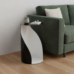 19 Inch Round Steel Pedestal Side Table Elegant Accent Piece for Living Room Bedroom Decor
