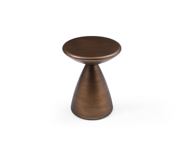 18 Inch Steel Cinched Waist Round Pedestal Accent Table for Modern Living Room Decor