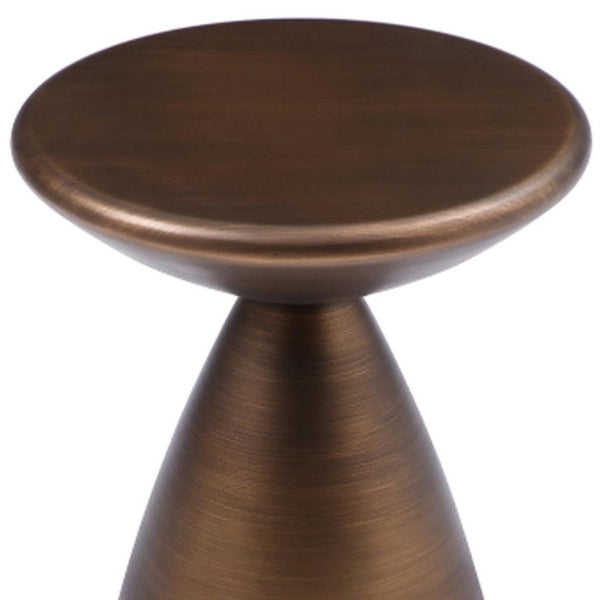 18 Inch Steel Cinched Waist Round Pedestal Accent Table for Modern Living Room Decor