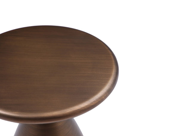 18 Inch Steel Cinched Waist Round Pedestal Accent Table for Modern Living Room Decor