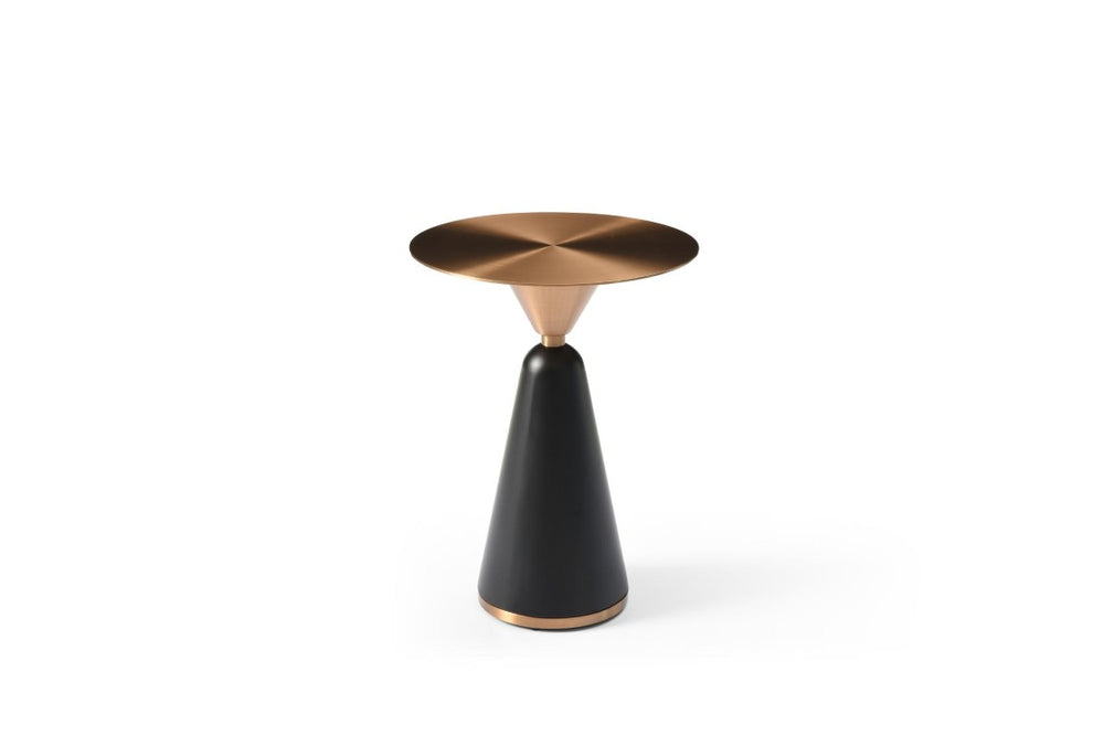 HomeRoots 24 Inch Rose Gold Stainless Steel Round Pedestal End Table Modern Living Room 719957