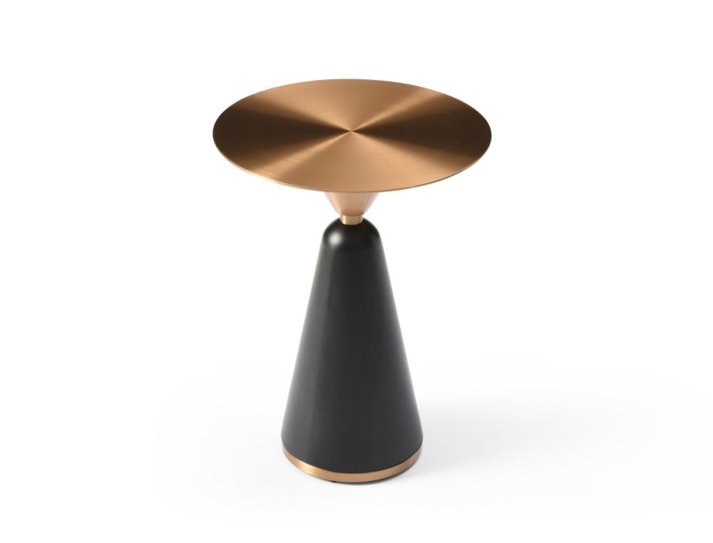 HomeRoots 24 Inch Rose Gold Stainless Steel Round Pedestal End Table Modern Living Room 719957