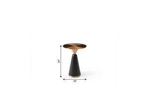 24 Inch Rose Gold Stainless Steel Round Pedestal End Table Modern Living Room