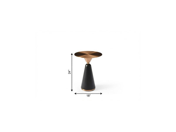 24 Inch Rose Gold Stainless Steel Round Pedestal End Table Modern Living Room