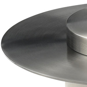 22 Inch Round Faux Marble Top Pedestal Side Table in Gunmetal Stainless Steel Base